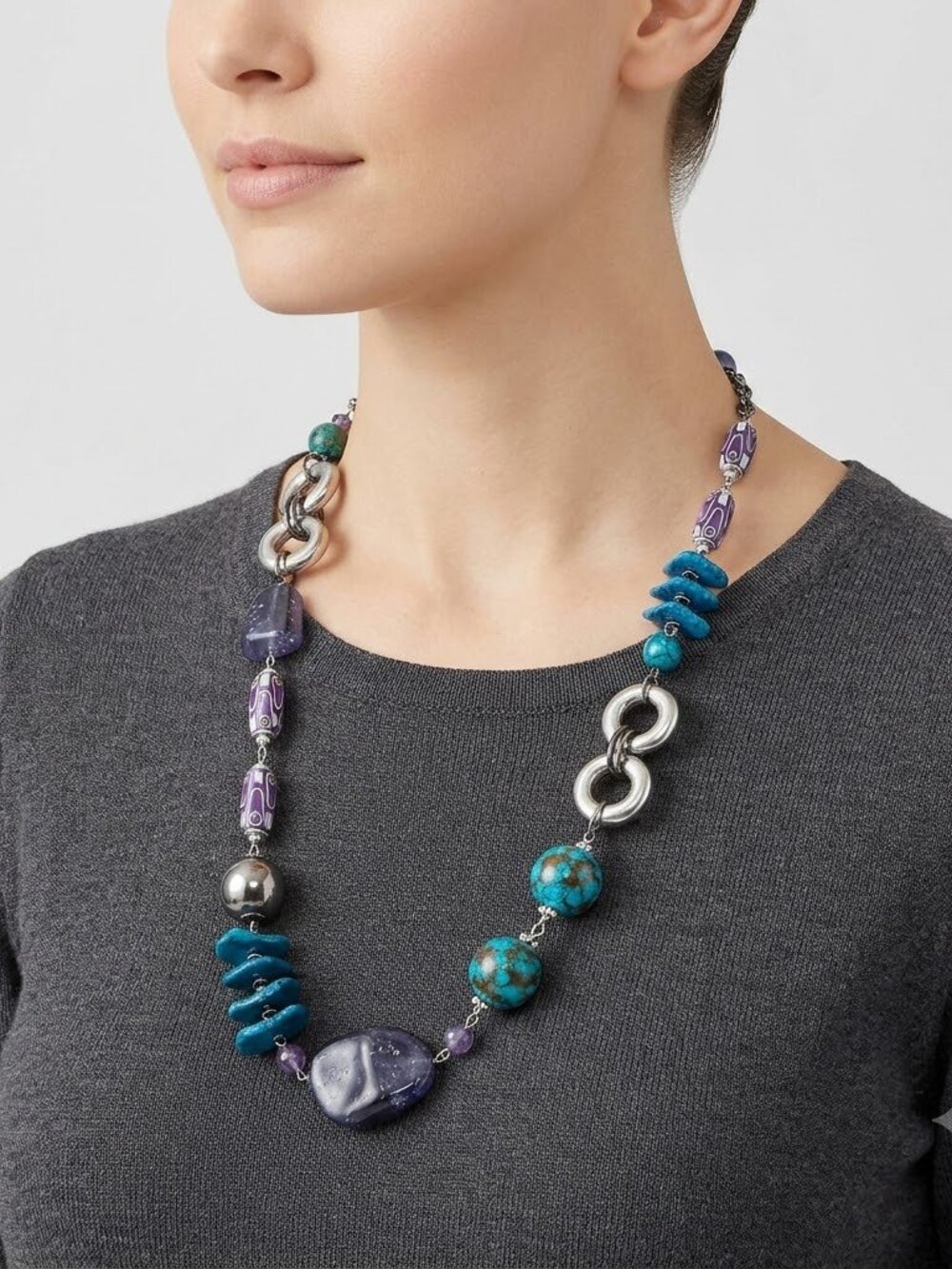 Chunky purple and blue necklace